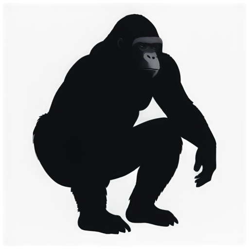 simple black gorilla with a baby gorilla that is the color white, inside it - icon | sticker