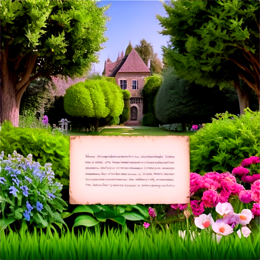 A garden with an old letter in the background - icon | sticker