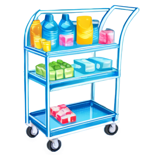 cart with products in blue and light blue colors - icon | sticker