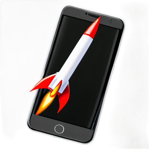 red and white rocket out of a cellphone's screen - icon | sticker