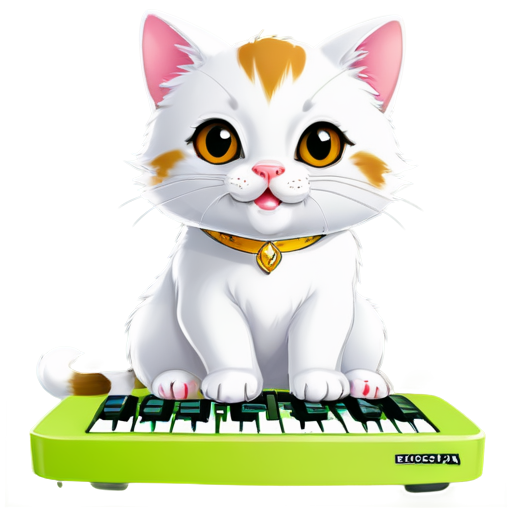 Maskot kucing Putih. Memiliki karakter Lucu Dan gemoy dan sedang memegang keyboard - icon | sticker