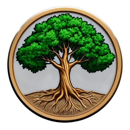 We need a logo where the base is a tree, and there MUST be the company name JOY - icon | sticker