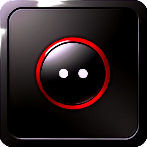 black and red button, computer game, square, vertical - icon | sticker