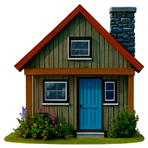 Little House by ocean - icon | sticker