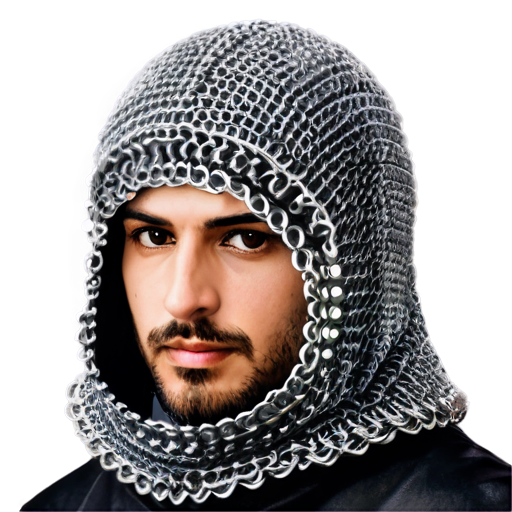 Medieval fantasy chainmail hat, made of steel rings - icon | sticker