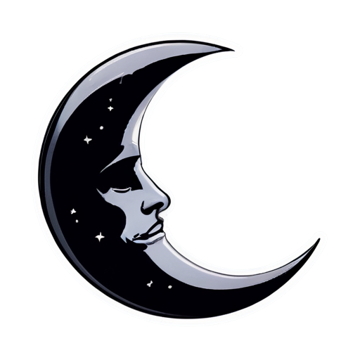 waning moon in the sky - icon | sticker