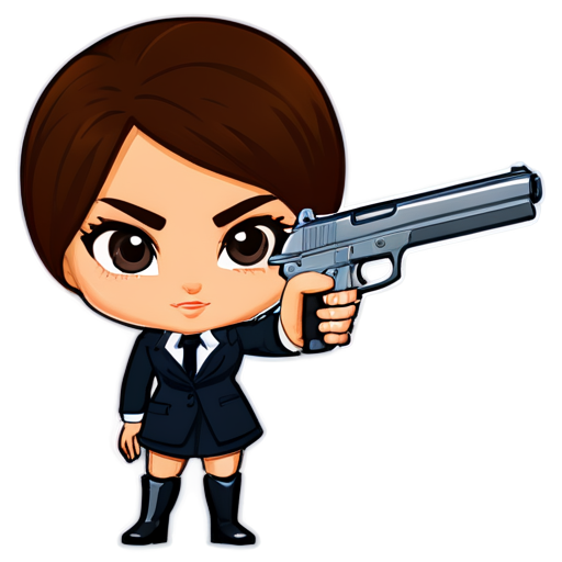 superagent female with gun james bond style - icon | sticker