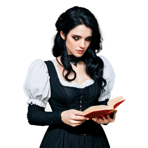 witcher yennefer read book and eat apple - icon | sticker