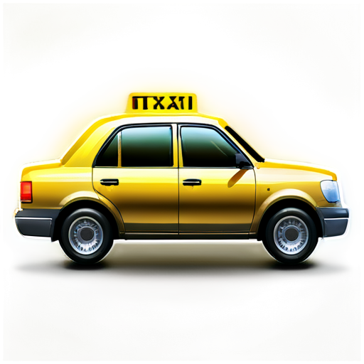 An icon for the application with a futuristic graph in the form of a histogram in yellow tones and with an image of a taxi car - icon | sticker