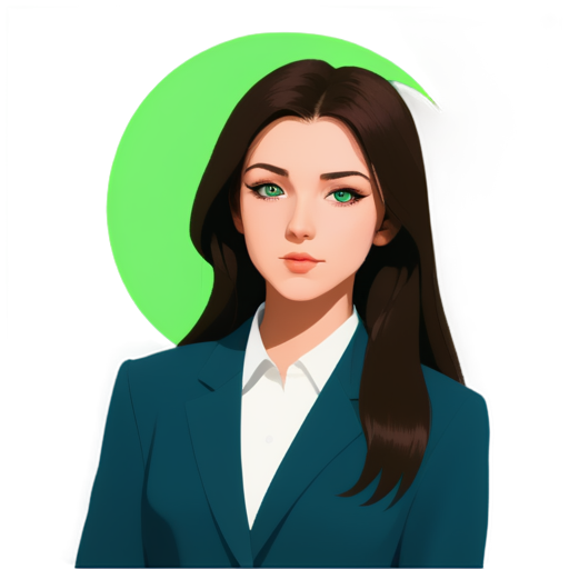 lawyer slavic brownhaired, green eyes girl with the moon on background, anime style - icon | sticker