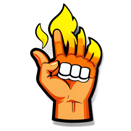 We need to create a logo for a military unit. It features a masculine hand "cut off" at the wrist, holding a tongue of flame (the flame above the palm, with a clear, readable shape). The hand itself should be minimally detailed. The main focus is on black, white, and red colors, along with their shades. - icon | sticker