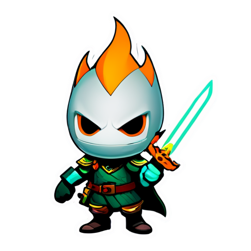 Nightlight, logo, flame, green, N, L, sword, pistol, staff, mysterious, glowing, white, letters, sleek, design, fire, weaponry, fantasy, modern, minimalistic, impactful. - icon | sticker