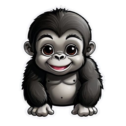 Sticker, Beautiful, kind gorilla, smiling - icon | sticker