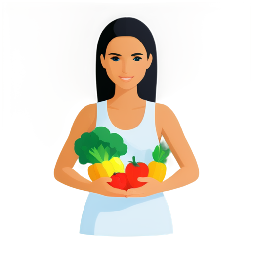 Logo for nutritionist, girl with vegetables - icon | sticker