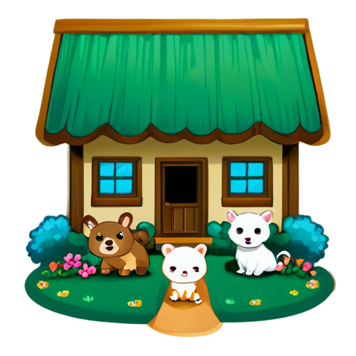 The way animals are gathered inside the house - icon | sticker