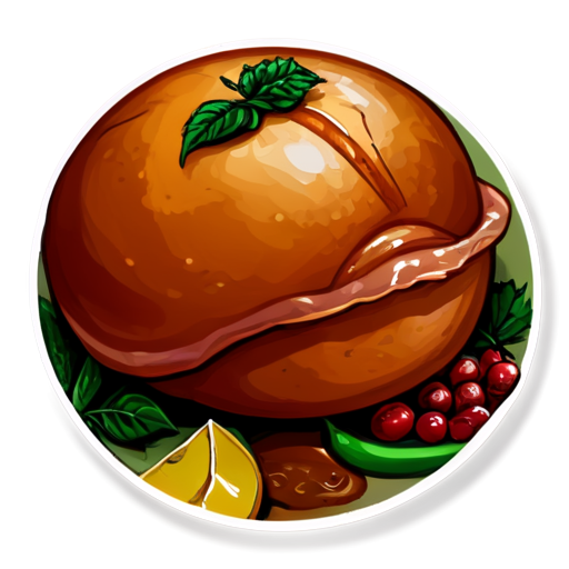 Large baked ham head with chutneys of hamfruit and spices. - icon | sticker