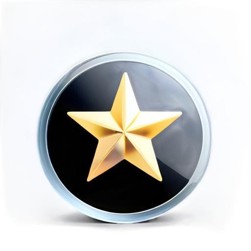 An icon used to represent membership points, the body of which is a gold coin with a five-pointed star pattern and bars around the edges of the coin. White background - icon | sticker