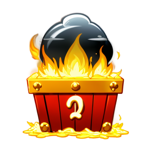 Signed “treasure” with burning letters in the background - icon | sticker