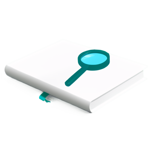 book with a little liitle magnifying glass - icon | sticker