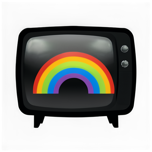 Old TV, and rainbow lines - icon | sticker