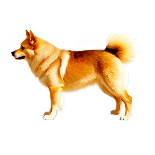 Animal icons, logo style, simple background, no humans, no lineart, spitz, solo, full body, fitness, plank, from side, dog looks right, - icon | sticker