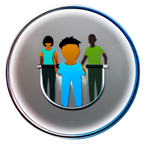 Emblem group of persons, students, round on background - icon | sticker