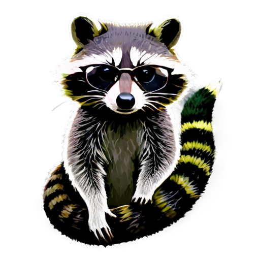 Snake-like raccoon, Glasses, Games, rgb, play on computer - icon | sticker