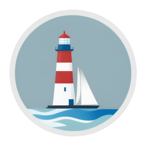 Abstract style artificial intelligence twist bandwith data sailboat lighthouse - icon | sticker