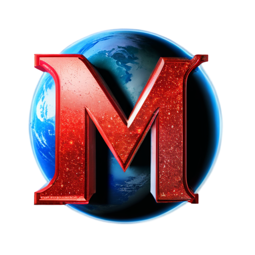 3D letter M in a planet style - icon | sticker