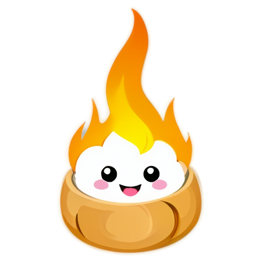 create a dimsum icon with emoticons and make it look like the dimsum is covered in fire and smoking - icon | sticker