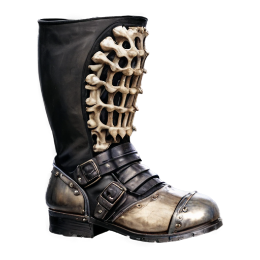 Medieval fantasy armored boots made of bones, matte - icon | sticker