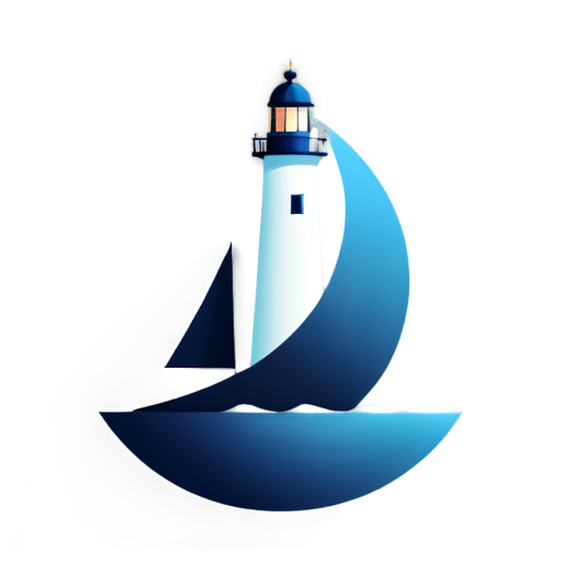 Abstract style artificial intelligence twist bandwith data sailboat lighthouse - icon | sticker