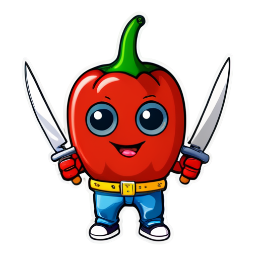 Chili emoji holding a knife - icon | sticker