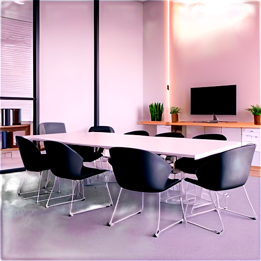 office inside, chairs , tables stylish modern design , light colors, no background - icon | sticker