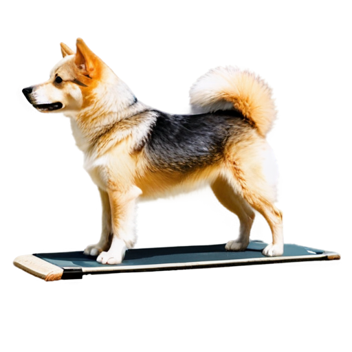 dog icons, logo style, simple background, no humans, no lineart, spitz full body, fitness plank, from side, spitz looking right - icon | sticker