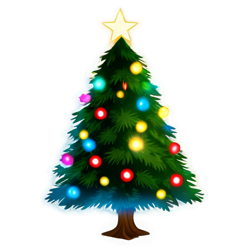 flash picture with fireworks around christmas tree - icon | sticker