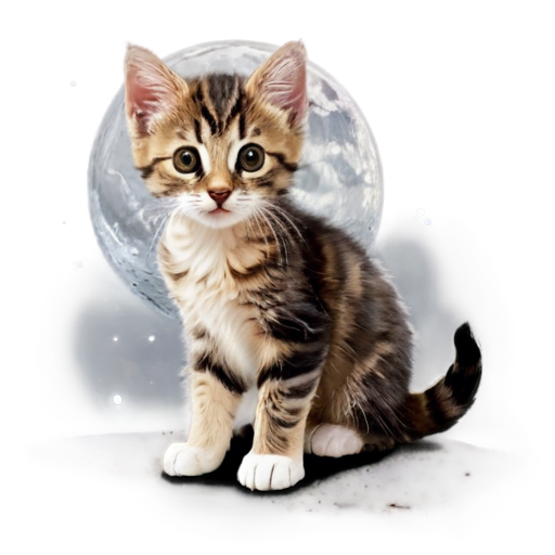 kitten Angelica stars at the moon - icon | sticker