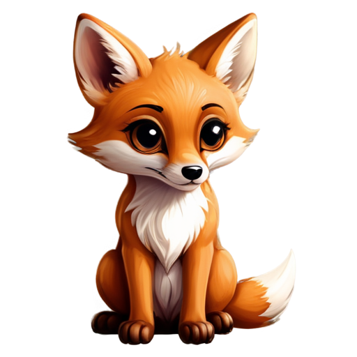 fox sit, big eyes ,big ear - icon | sticker