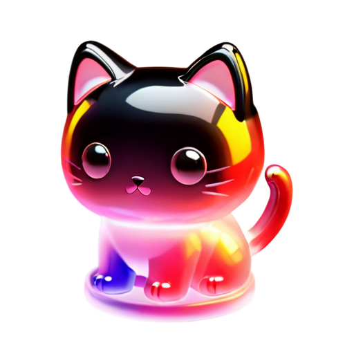 Black cute cat - icon | sticker