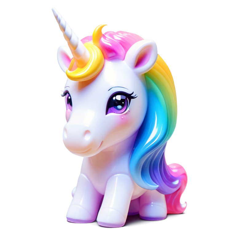 cute white unicorn with a pastel rainbow mane - icon | sticker