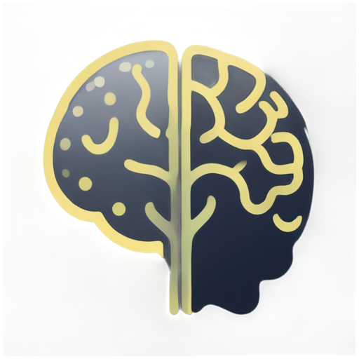 Abstract style artificial intelligence brain - icon | sticker