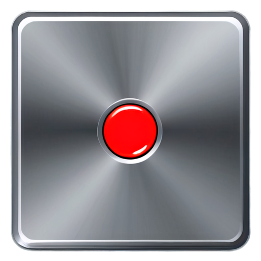 red button, computer games, square, vertical, minimalism, metal - icon | sticker