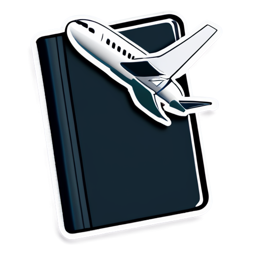 A book with an airplane flying around it - icon | sticker