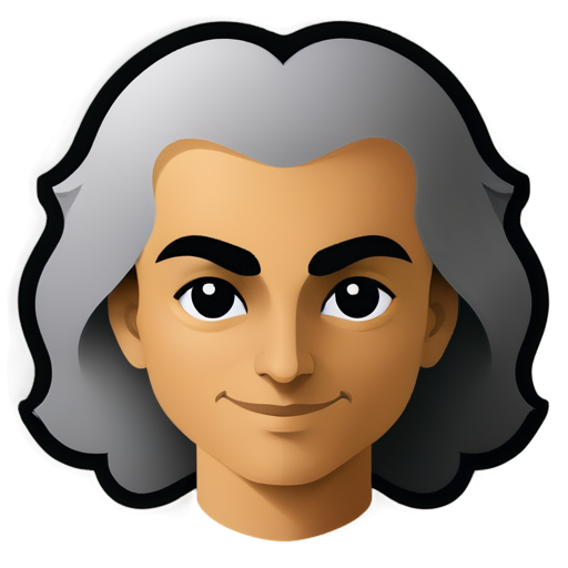 cartoonish isaac newton emoji, just his face outline in 2D - icon | sticker