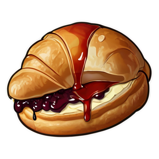 A crispy croissant filled with yam syrup and chunks of hamfruit. - icon | sticker