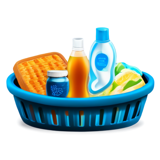 basket with products in blue and light blue colors - icon | sticker