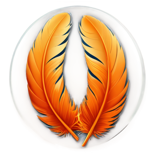 3 feathers, orange, in circle - icon | sticker