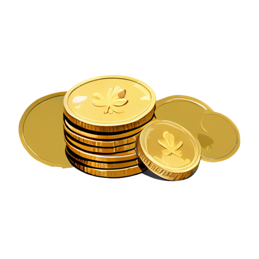 gold coins and a paper - icon | sticker