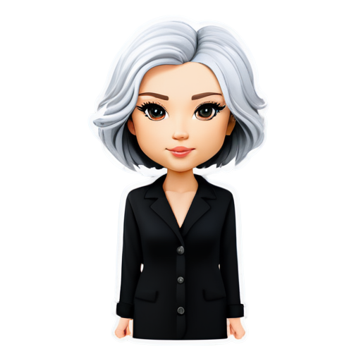 portret women in black and white colors 3D - icon | sticker