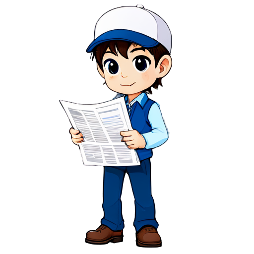 newsboy with newspaper, transparent background - icon | sticker